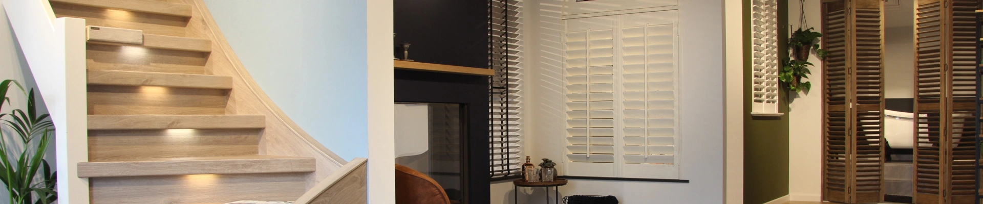 Showroom bekijken met shutters en raamdecoratie